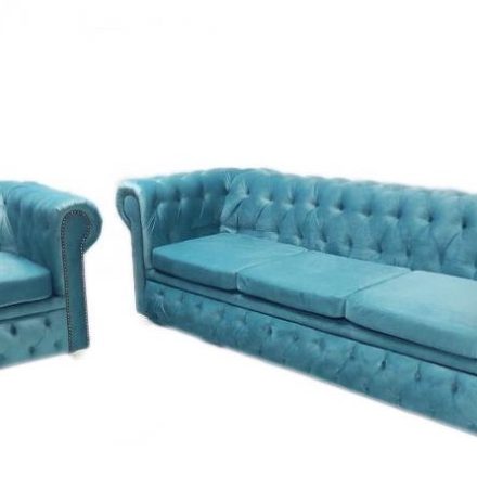 Pikowana sofa i fotel Chesterfield