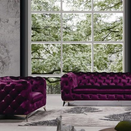 Sofa pikowana fioletowa
