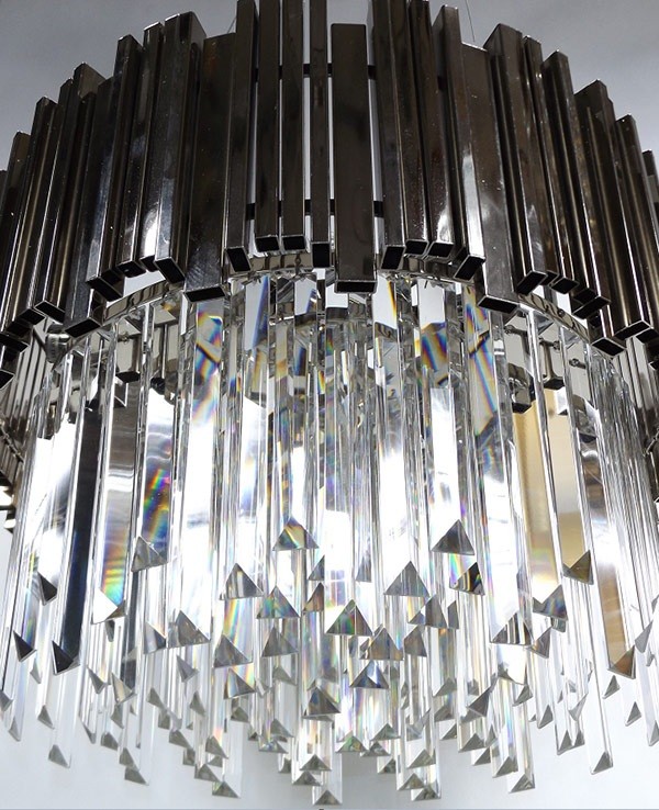 Lampa wisząca kryształowa 9 punktowa ciemny CHROM VENUS 50×110